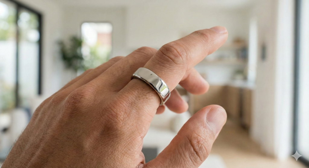 Flat lay of smartphone and smart ring for your 2026 Tech Reset