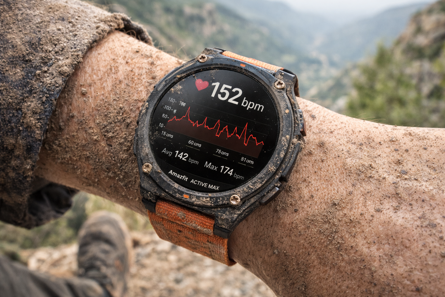 The rugged Amazfit Active Max smartwatch used for outdoor tracking, a practical entry among CES 2026 smart home gadgets.