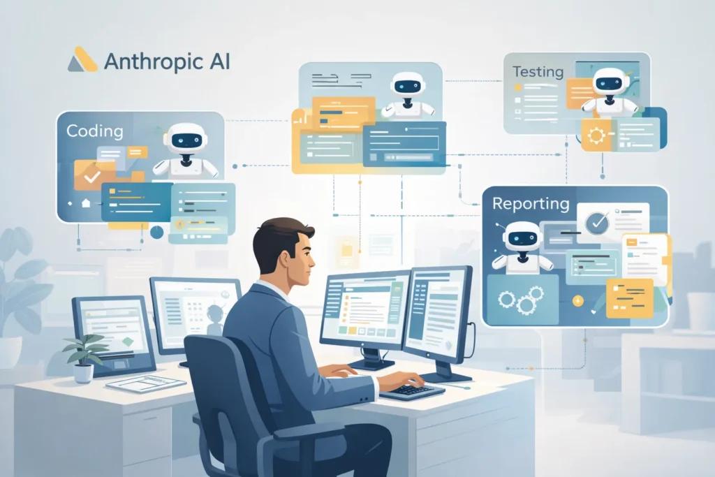 Anthropic AI showing Claude autonomous agents working together to automate complex enterprise work